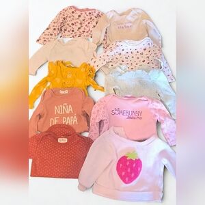 24 Pieces Mixed Baby Girl Long-Sleeve Bundle - Pink, Peach, Yellow, White